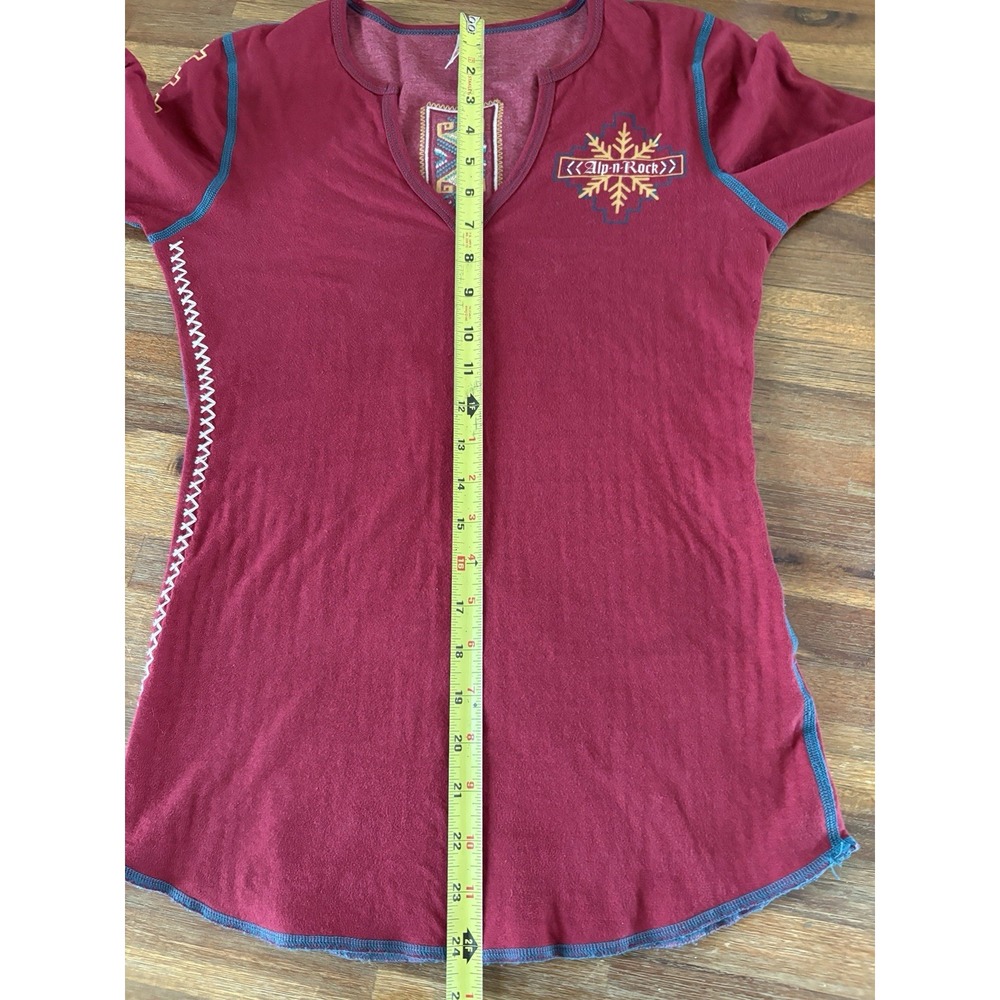 Alp-n-Rock Ladies Madeline Henley Shirt Women's Extra Small Deep Red Embroidered - Picture 10 of 16